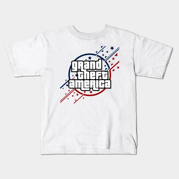 GTA Gift Parody | American Corruption | Grand Theft America Kids T-Shirt by VISUALUV